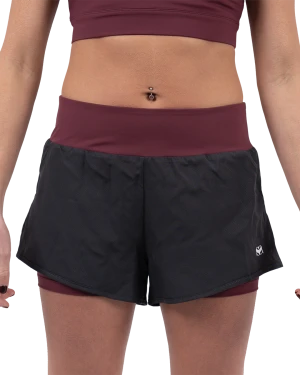 Hearts Combination Shorts - Grey/Burgundy