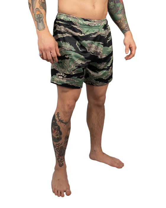 Mesh Hybrid Grappling Shorts - Tiger Camo