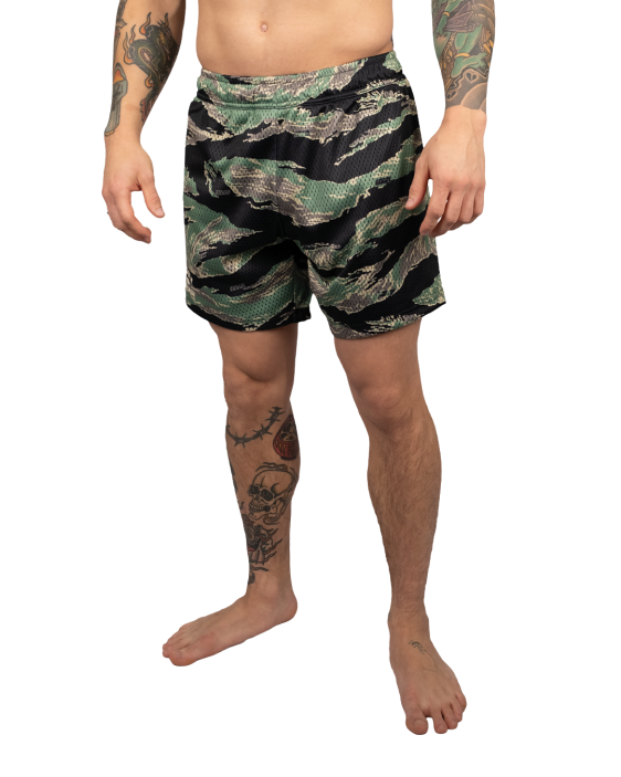 Mesh Hybrid Grappling Shorts - Tiger Camo