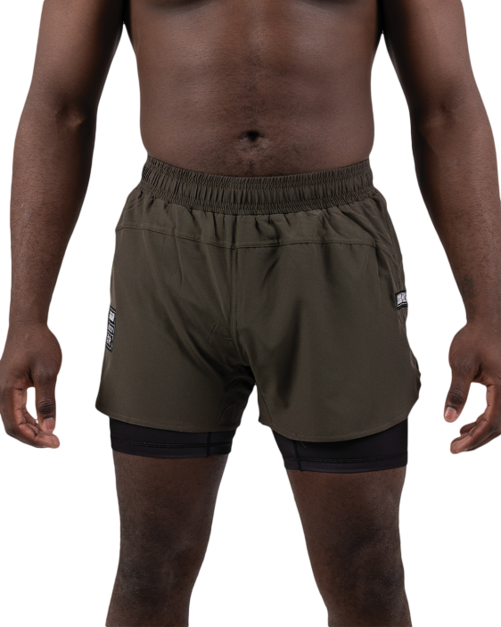 Combination Shorts - Khaki Green / Black