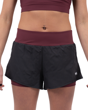 Hearts Combination Shorts - Grey/Burgundy