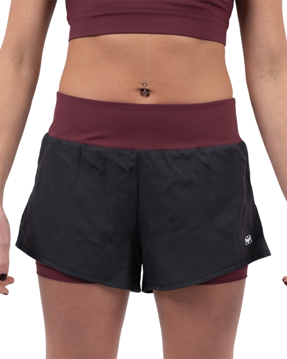 Hearts Combination Shorts - Grey/Burgundy