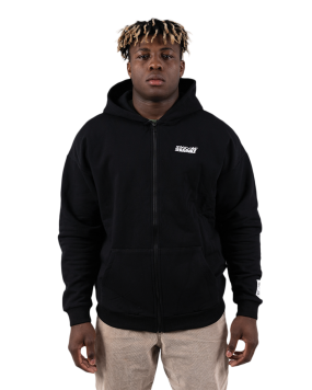 Puff Print Zip-Up Hoody - Black