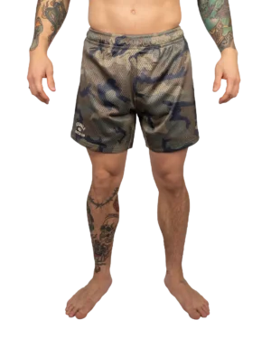 Mesh Hybrid Grappling Shorts - Woodland Camo