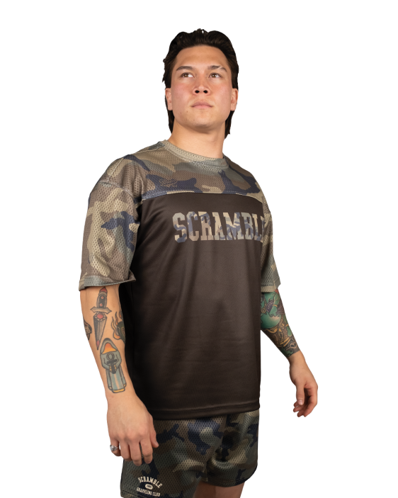 Mesh Hybrid Grappling Top - Woodland Camo