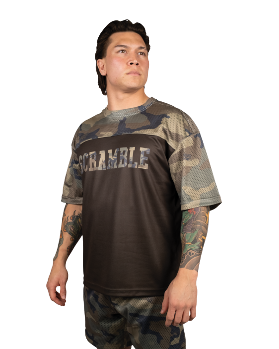 Mesh Hybrid Grappling Top - Woodland Camo