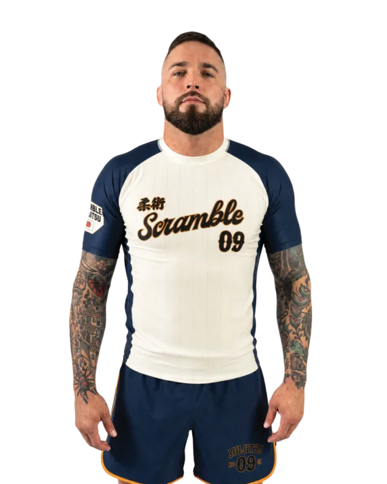 Yakyu Short Sleeved Rashguard - Navy / Ivory Yakyu Short Sleeved Rashguard - Navy / Ivory