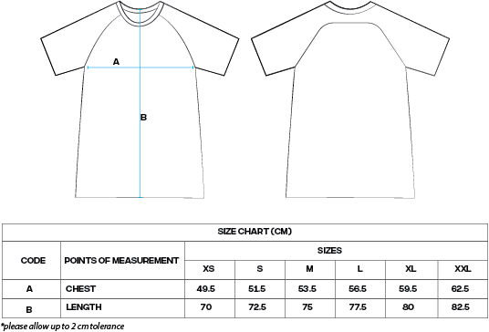 Dorai Training Top Size guide