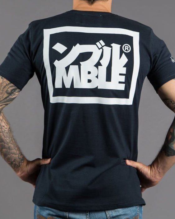 Scramble "Split Logo" Slim Fit T-Shirt - Navy Blue