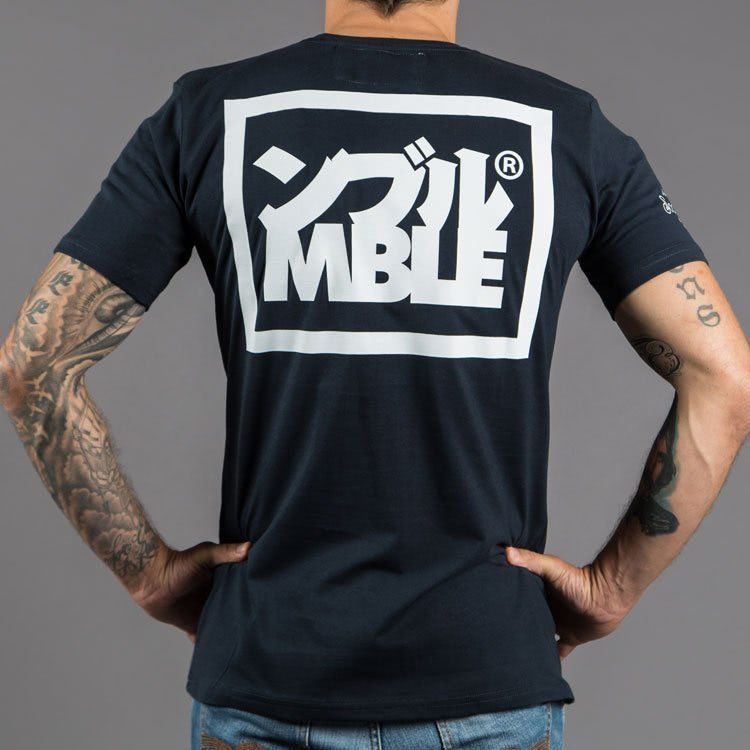 Scramble "Split Logo" Slim Fit T-Shirt - Navy Blue