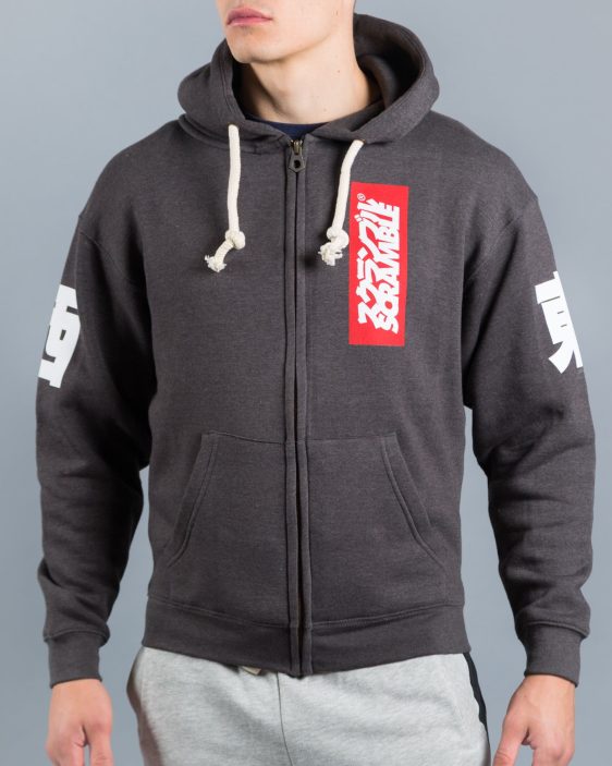 East/West Zip Hoodie - Black Melange