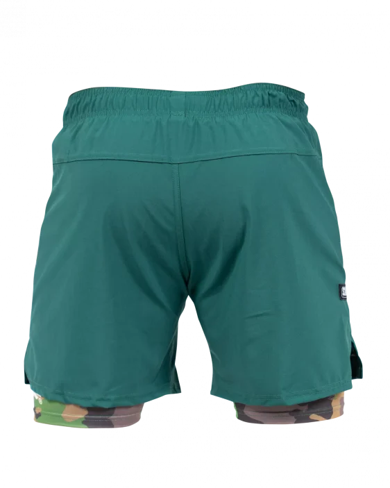 Scramble Combination Shorts - Green / Woodland Camo