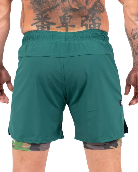 Scramble Combination Shorts - Green / Woodland Camo