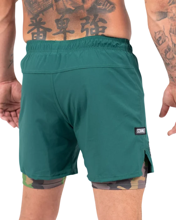 Scramble Combination Shorts - Green / Woodland Camo