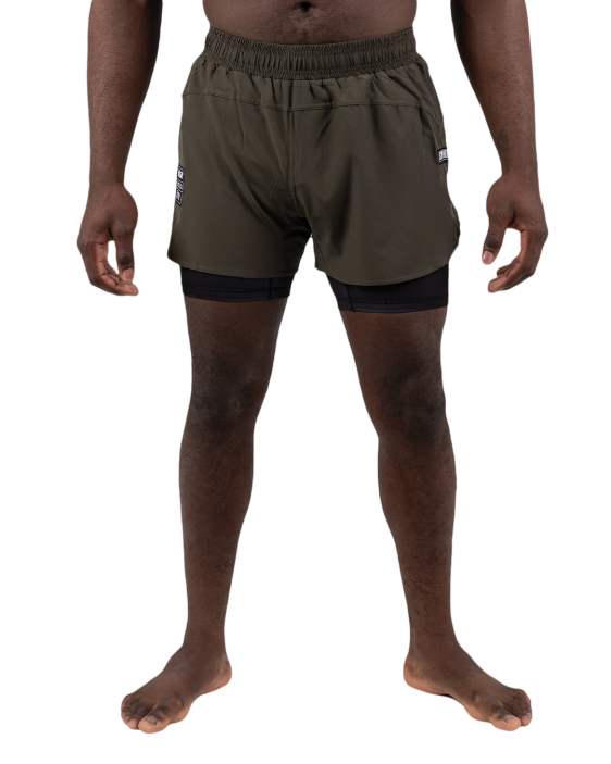 Combination Shorts - Khaki Green / Black