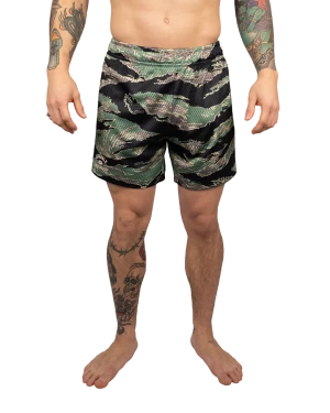 Mesh Hybrid Grappling Shorts - Tiger Camo