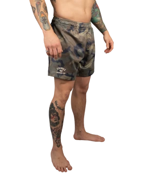 Mesh Hybrid Grappling Shorts - Woodland Camo