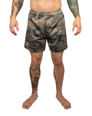 Mesh Hybrid Grappling Shorts - Woodland Camo